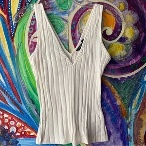 Woman’s White Sleeveless V Front and Back Fitted Top NWT